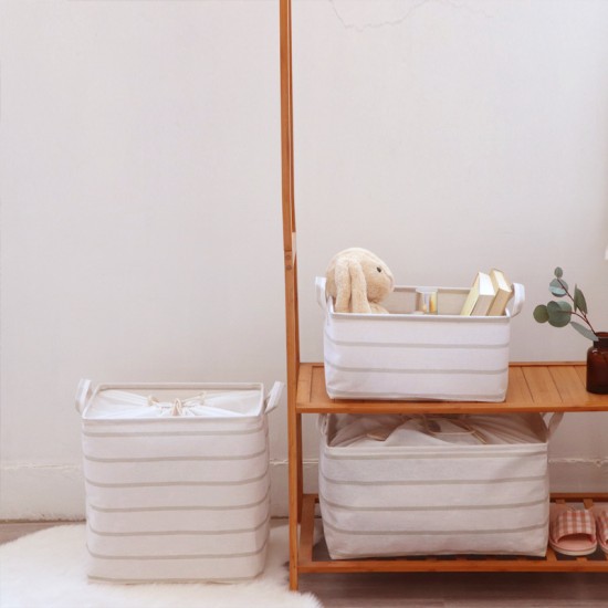 Tianshan cotton and linen simple Nordic storage box, large-capacity foldable clothing and toy storage basket, drawstring storage box