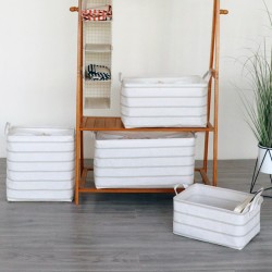 Tianshan cotton and linen simple Nordic storage box, large-capacity foldable clothing and toy storage basket, drawstring storage box
