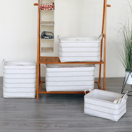 Tianshan cotton and linen simple Nordic storage box, large-capacity foldable clothing and toy storage basket, drawstring storage box