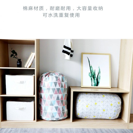Tianshan cotton and linen large quilt drawstring storage bag, quilt and clothing organizer, large-capacity moving packing bag