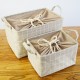 Clothes storage box, foldable storage box, washable large drawstring storage basket, simple cotton and linen storage box