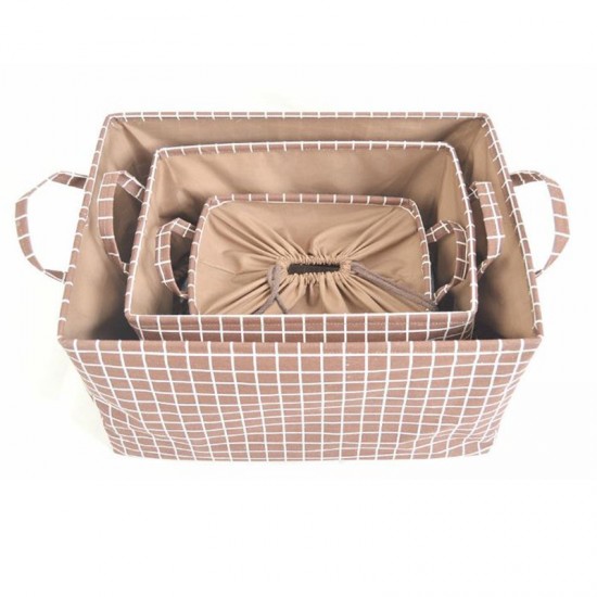 Clothes storage box, foldable storage box, washable large drawstring storage basket, simple cotton and linen storage box