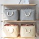 Pure Time Cotton and Linen Fabric Storage Box, Foldable, Thickened EVA Fabric Drawstring Clothes Storage Box.