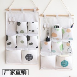 Factory Direct Cotton and Linen Fabric Storage Hanging Bags, Simple Nordic Style, Wall-Mounted Dorm Door Storage Bags
