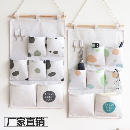 Factory Direct Cotton and Linen Fabric Storage Hanging Bags, Simple Nordic Style, Wall-Mounted Dorm Door Storage Bags