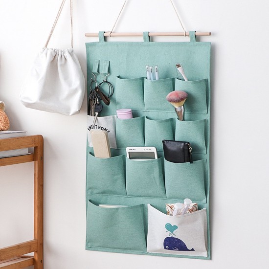 Creative, cute cotton and linen fabric hanging art for home. Large-capacity dormitory door wall-mounted storage bag
