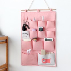 Cotton and linen household waterproof wall-mounted storage bag for dorm and living room doors, multifunctional large-capacity storage hanging bag