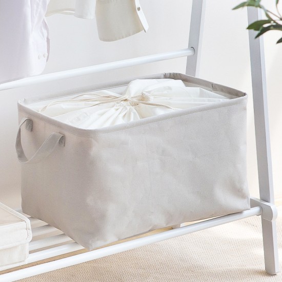 Japanese canvas thickened storage box, foldable clothing, cotton and linen fabric drawstring storage box Nordic Home Furnishings