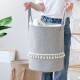 Simple, Tianshan cotton and linen laundry bin, large, thickened, foldable, portable toy, snack, and miscellaneous storage basket.
