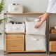 Japanese MUJI fabric storage basket, cotton and linen household toy, snack, and clothing storage box, drawer-style storage bin.
