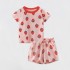 New summer children's suits, stylish printed short-sleeved shorts, baby girls' strawberry print two-piece suits