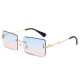 New rimless, trimmed square gradient sunglasses, European and American fashion trends, influencer street style sunglasses for women, ocean-lens sunglasses