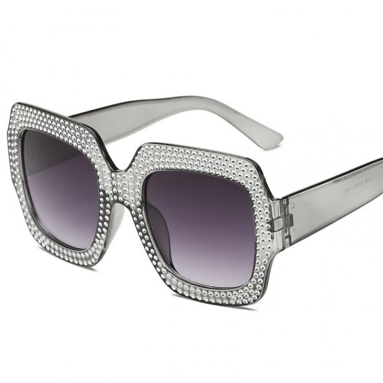 New personalized, versatile square-frame sunglasses, UV protection, sun protection, European and American cross-border diamond-plated sunglasses for women.