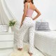 Cross-border trendy sleepwear set for women, summer floral printed long-sleeved pants, European-style women's pajamas with elastic and comfortable fit Cross-border best-selling European-style autumn and winter home wear, sexy and casual fashionable long-s