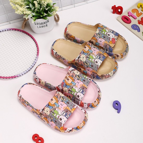 Summer cartoon print, couple's slippers. EVA slippers for both home and outdoor use