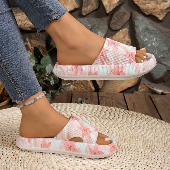 Summer thick-soled floral print sandals, couples' slippers for both home and outdoor use