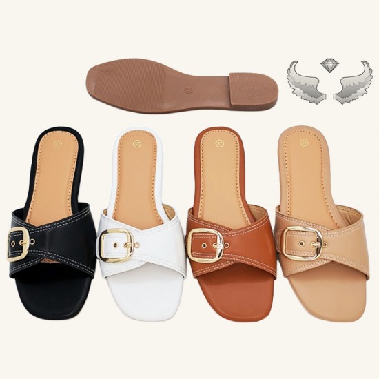 Cross-border foreign trade fashion buckle-strap slippers, new style, flip-flops for women.