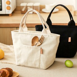 Pure Time Selected Thickened Canvas Lunch Bag, Student and Office Worker Lunch Bag, Portable Lunch Bag for Kids.