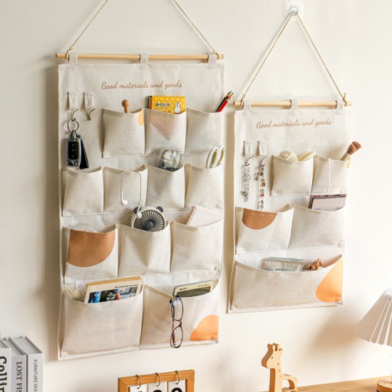 Multifunctional cotton and linen dormitory bedside storage bag, bedroom, and living room door storage bag.