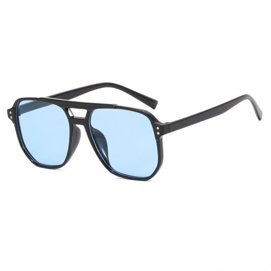 Cross-border fashionable double-beam, rice-studded sunglasses for men and women, gradient-colored, large-frame, slimming, sun-protective sunglasses.