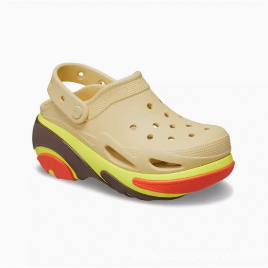 Cross New Women's Casual Thick-Sole Shell Puff Crocs, Height-Increasing Outdoor Non-Slip Beach Shoes 210061