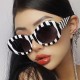 2024 new striped influencer sunglasses, toad-frame, hip-hop Instagram-style European and American street style fashion sunglasses