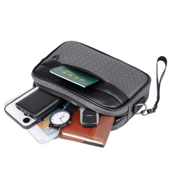New style handbag for casual wear with woven texture, men's cross-body bag for business and casual wear, trendy casual bag for cross-body carrying, high-quality simple handbag with grip for men