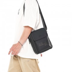 Outdoor sports single shoulder men's bag, trendy casual multi-functional bag, water-resistant leather film crossbody bag, large capacity outdoor sports bag