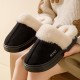 Unisex cotton slippers with plush fur for warmth and thick soles