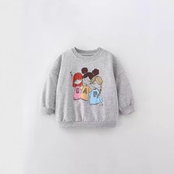 Girls' autumn/winter new styles, stylish European and American children's sweatshirts, stylish little girl's clothing Cute round-neck, long-sleeved children's clothing for little girls
