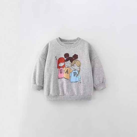 Girls' autumn/winter new styles, stylish European and American children's sweatshirts, stylish little girl's clothing Cute round-neck, long-sleeved children's clothing for little girls