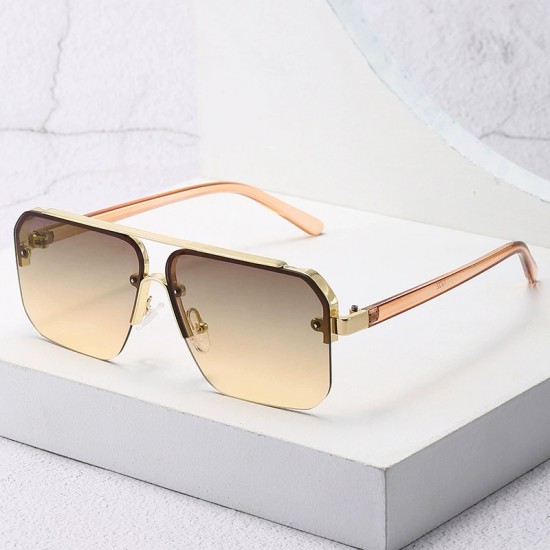 New style square-frame metal sunglasses, men and women's sun protection, half-frame sunglasses, European and American cross-border fashionable sunglasses.
