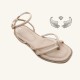 Wholesale ladies' slippers Sandals, a factory-made Chaozhou women's shoe, offers fashionable flat-soled beach sandals.