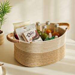 Nordic-style simple cotton rope storage basket, children's toy storage basket, household woven storage bin, sundry storage bin
