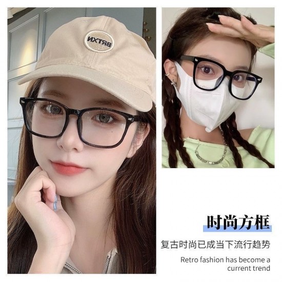 Blue light blocking plain glasses, fashionable men's and women's eyeglass frames, trendy large-frame anti-radiation plain goggles, wholesale 2037