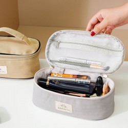 Thickened herringbone pattern portable cosmetic bag, multifunctional travel storage bag, large-capacity portable toiletry bag for business trips