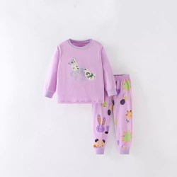 Girls' spring and autumn new European and American style suits for small and medium-sized children, casual round-neck and elastic-waist pants for little girls