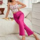 Cross-border foreign trade women's home wear floral suspenders long pants set for casual and comfortable women's wear that can be worn outside