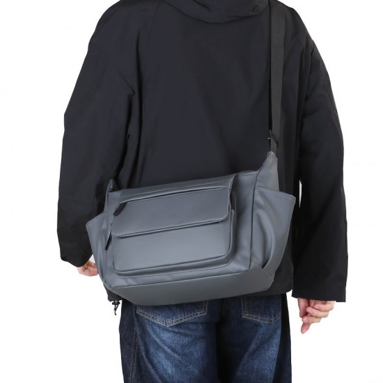 Men's bag, 2025 new style lychee rivet fashionable simple water-resistant PU crossbody bag, handbag for business and commuting, single shoulder bag