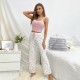 Cross-border trendy sleepwear set for women, summer floral printed long-sleeved pants, European-style women's pajamas with elastic and comfortable fit Cross-border best-selling European-style autumn and winter home wear, sexy and casual fashionable long-s