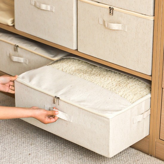 Simple time, thickened cotton and linen storage basket, multifunctional jute laundry basket, fabric storage organizer.