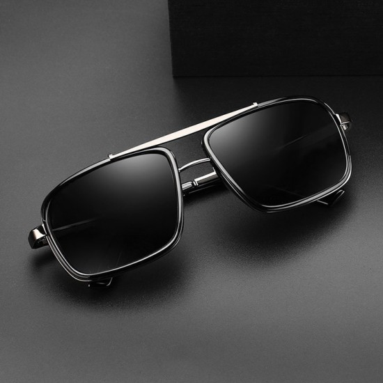 New Cross-Border Harley Sunglasses, Fashionable Driving Mirrors, Retro Thickened Double-Bridge Metal Punk Men's Men's Sunglasses