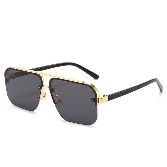 New style square-frame metal sunglasses, men and women's sun protection, half-frame sunglasses, European and American cross-border fashionable sunglasses.