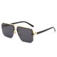 New style square-frame metal sunglasses, men and women's sun protection, half-frame sunglasses, European and American cross-border fashionable sunglasses.