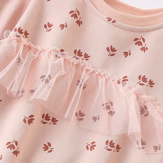 Girls' suits, new fall/winter styles, European and American children's stylish little girls' round neck long-sleeved two-piece sets