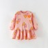 New autumn styles for girls, including European and American children's casual round-neck long-sleeved printed dresses.