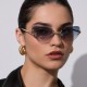 New fashionable rimless cat-eye sunglasses for women, high-end, personalized street style glasses.
