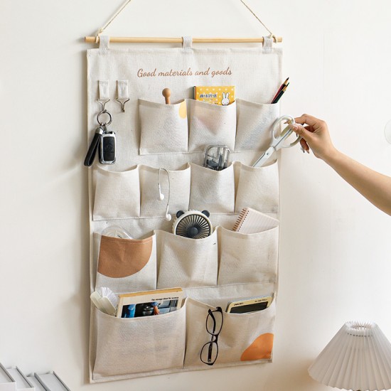 Multifunctional cotton and linen dormitory bedside storage bag, bedroom, and living room door storage bag.