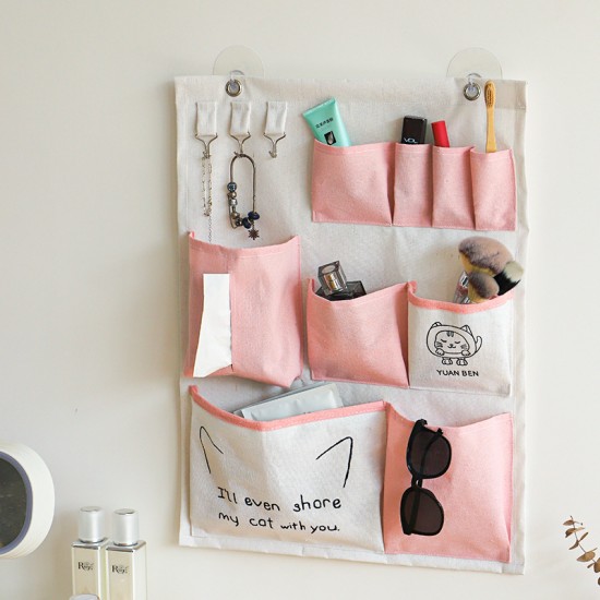 Simple Japanese-style portable travel toiletry storage bag with waterproof cotton and linen lining and large-capacity compartmented cosmetic bag