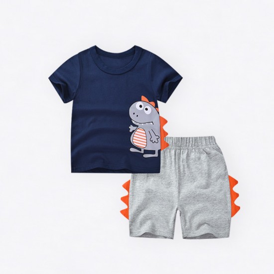 European and American style children's clothing, new summer styles, small and medium-sized children's T-shirts, cartoon pure cotton children's short-sleeved shorts, two-piece suits